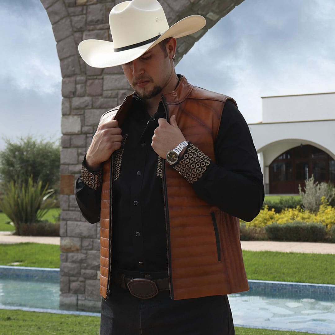 Chaleco de piel para caballero WR603